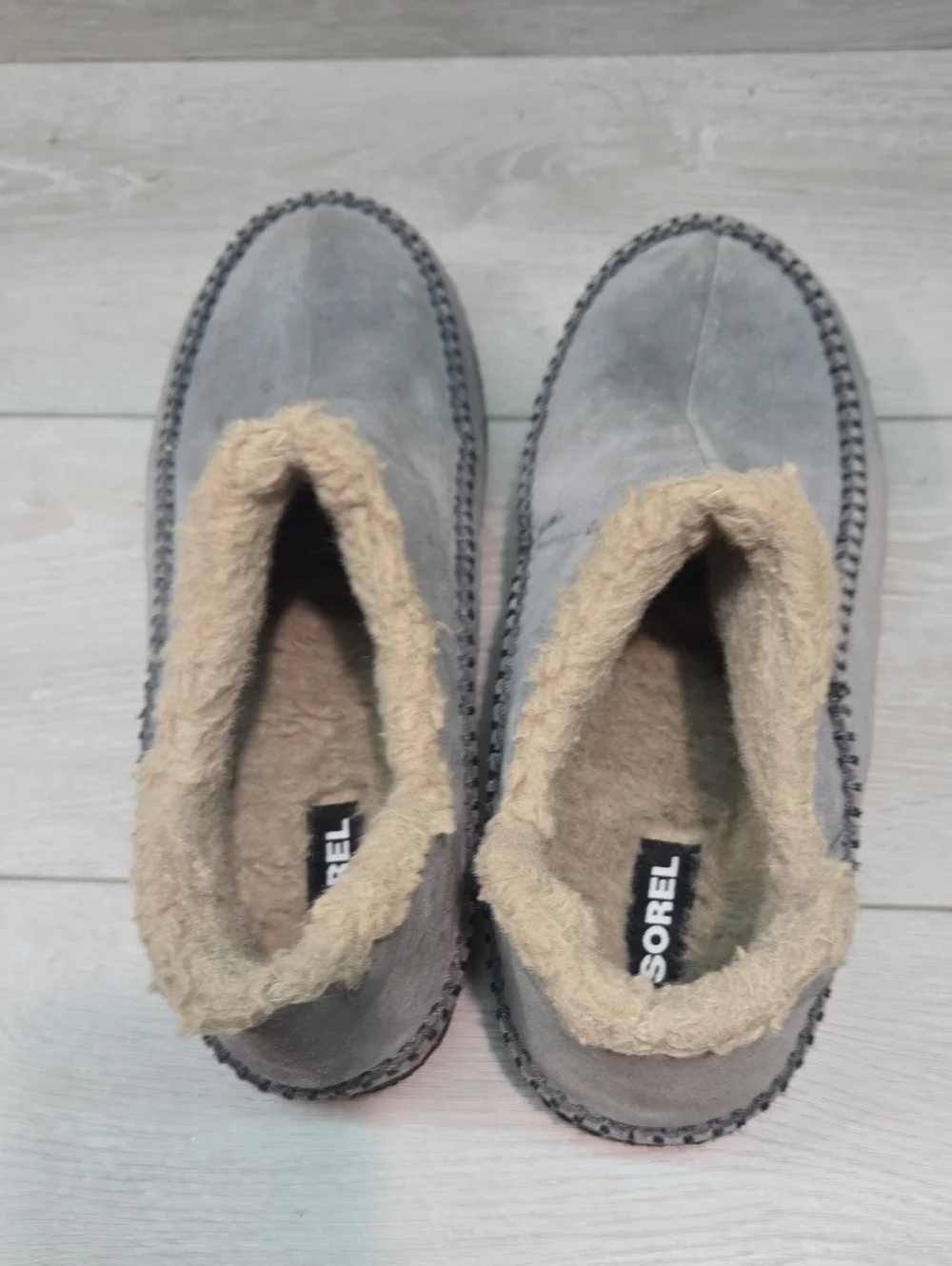 Sorel Men's Gray High Top Suede Fleece-Lined Slip-On Shoes Boots Sz 11